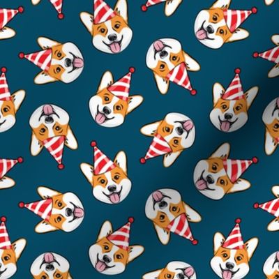 Party Corgi - Birthday Pembroke Welsh Corgi - red and blue - LAD20