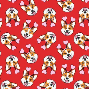 Valentine's Day Corgis - heart headbands - red - LAD20