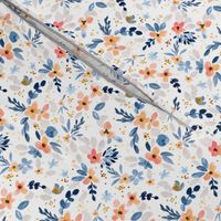 Fawn Floral blue peach white S