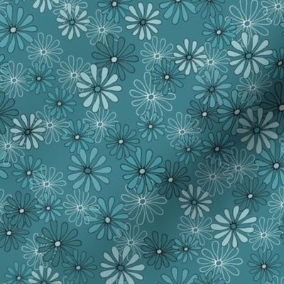 Daisies in Teal, medium small scale