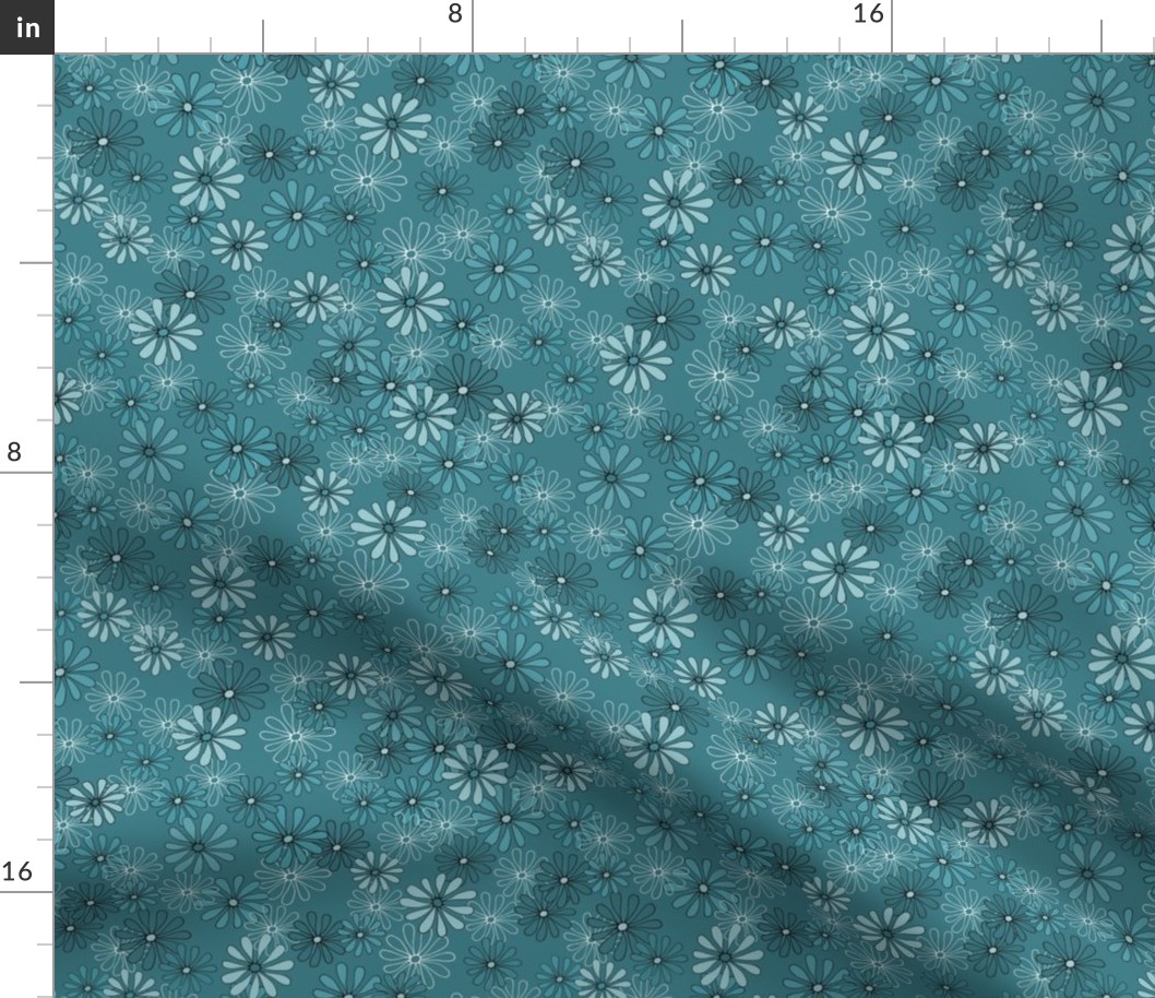 Daisies in Teal, medium small scale