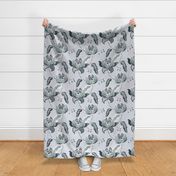 Vintage Floral grey blue