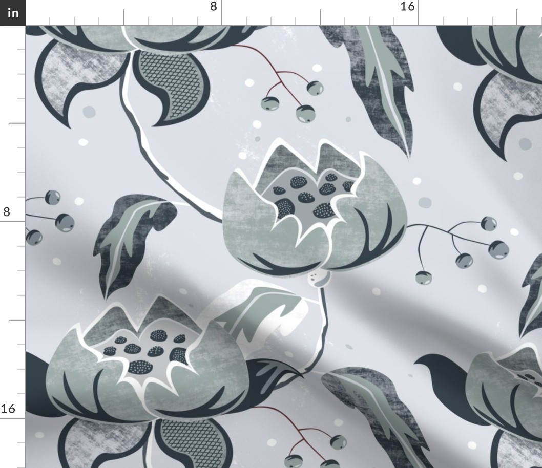 Vintage Floral grey blue