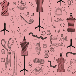 sewing vintage pink pattern