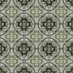 Batik Block Stamp - Celtic Lace 101 - Green Monochrome