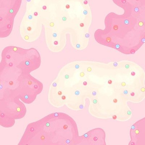  Frosted Animal Cookies on Pink Jumbo Large Scale