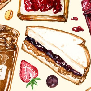  Peanut Butter and Jelly Watercolor Jumbo Large Scale