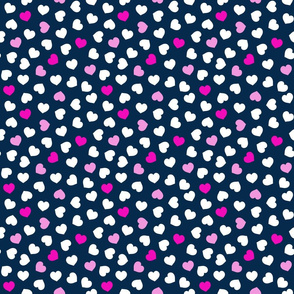 Pink And White Hearts On Navy Small