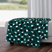 Abstract spots and dots raw ink animal print inspired Scandinavian trend design forest green