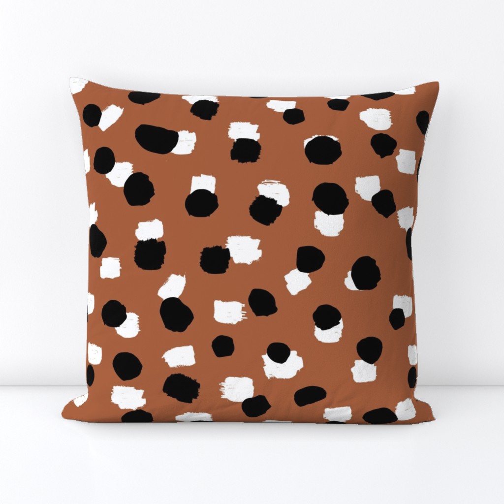 Abstract spots and dots raw ink animal print inspired Scandinavian trend design spring nursery neutral rust copper brown