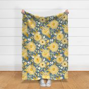 yellow sunflowers on  business blue 