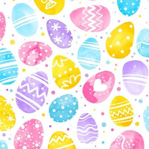  Watercolor Easter Eggs on White 2X