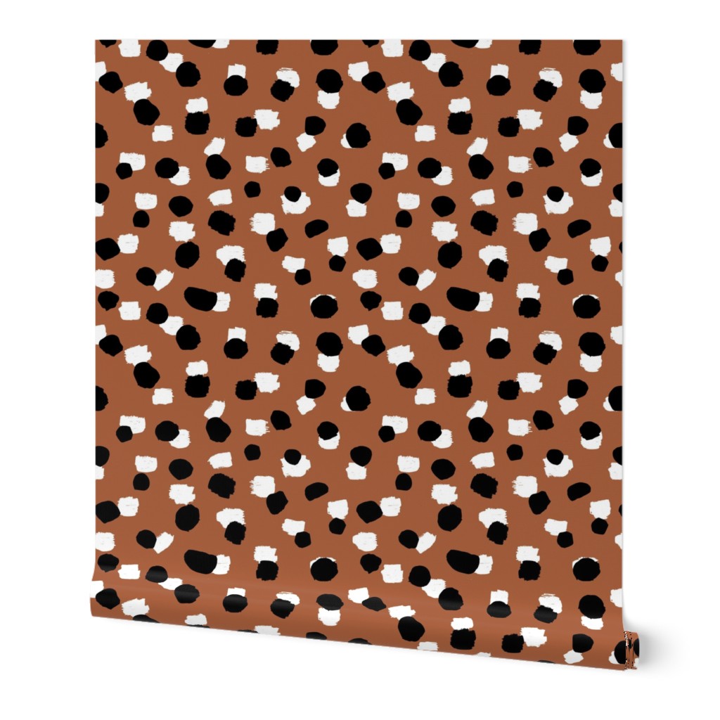 Abstract spots and dots raw ink animal print inspired Scandinavian trend design spring nursery neutral rust copper brown SMALL