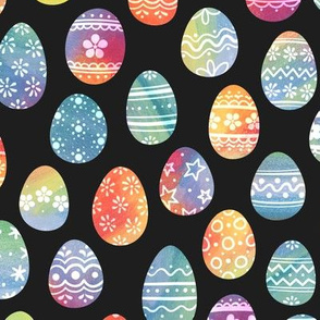  Chalk Easter Eggs on Black 2X