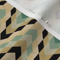 Linen Look Diamond Zigzags in Teal and Beige