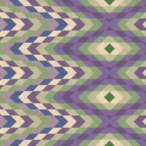 Linen Look Diamond Zigzags in Lavender Purple and Sage Green