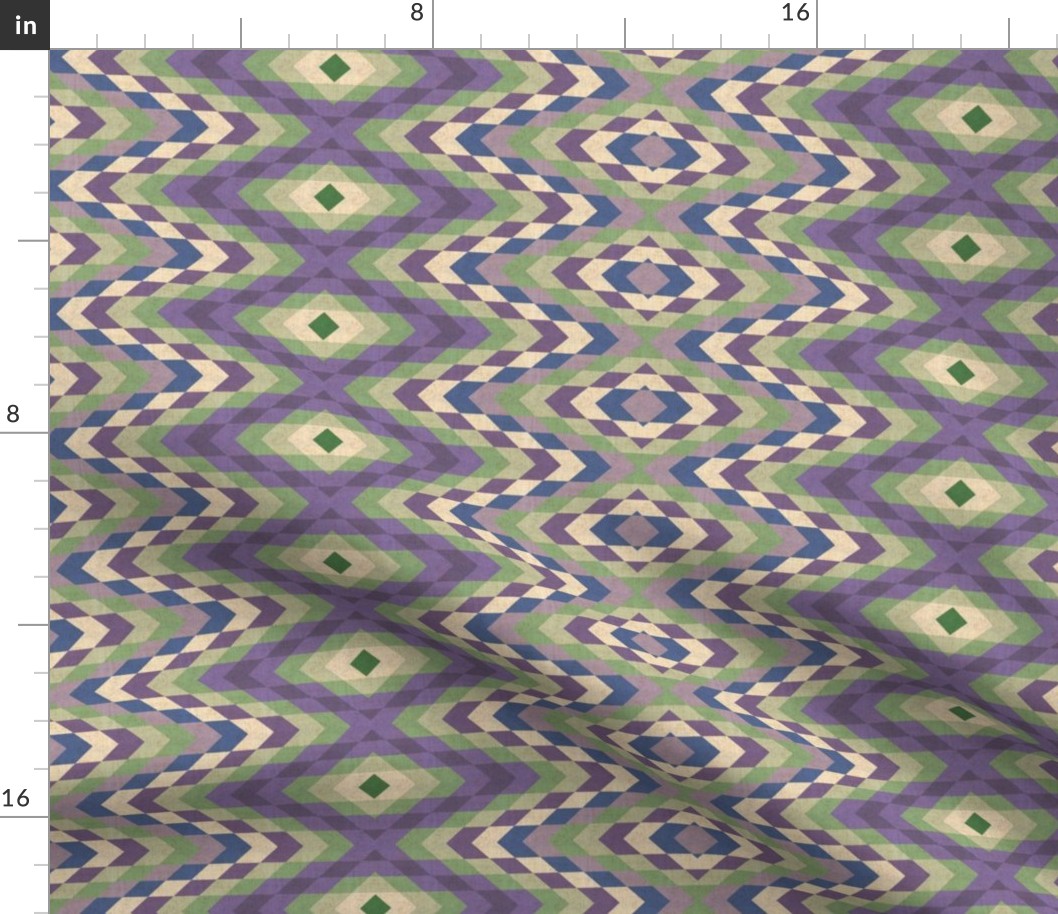 Linen Look Diamond Zigzags in Lavender Purple and Sage Green