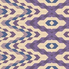 Linen Look Diamond Zigzags in Lavender Purple and Beige