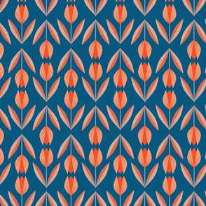 Tangerine Tulips on Blue
