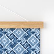 kilim rug design, small scale, blue 