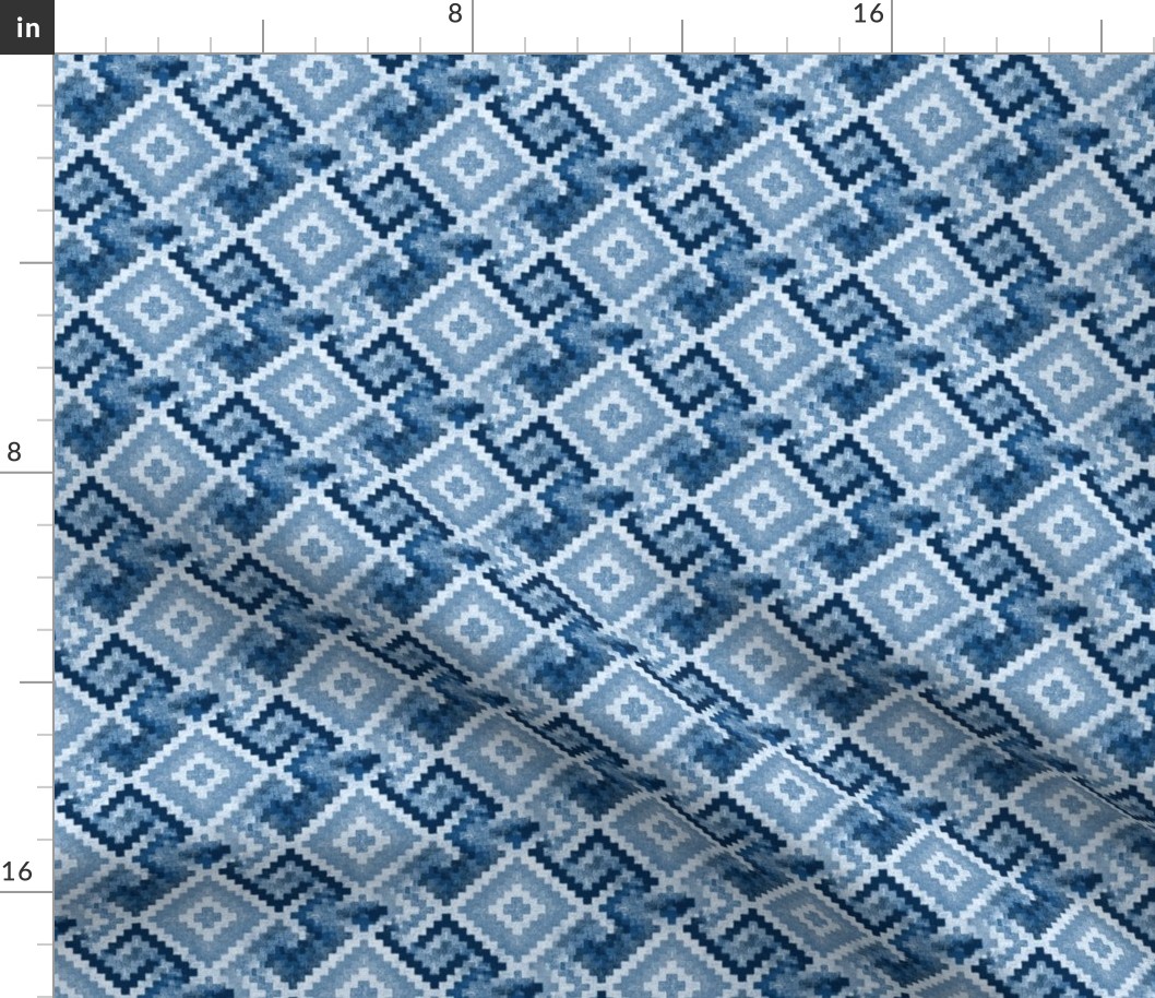 kilim rug design, small scale, blue 