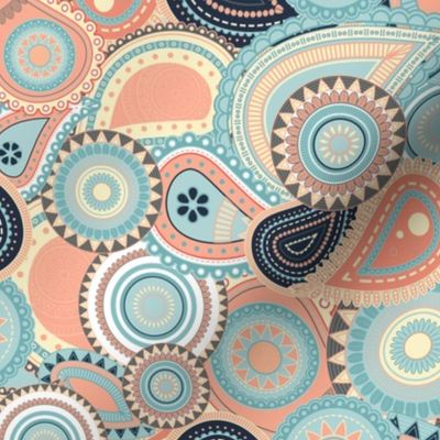 Teal Coral Garden Paisley