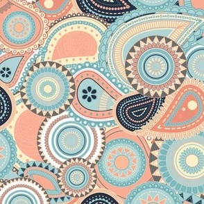 Teal Coral Garden Paisley