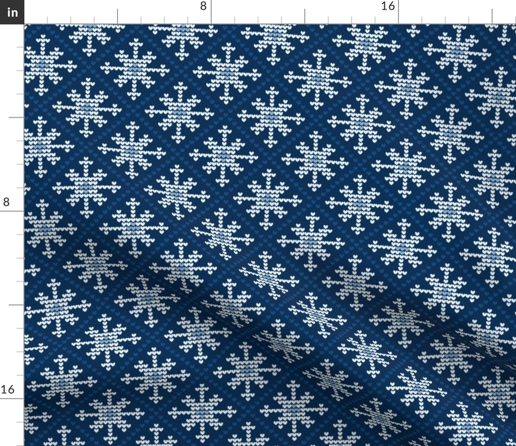 classic blue - heart snowflake dark