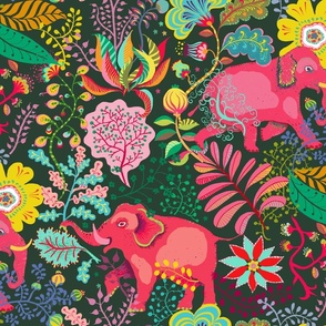 floral jungle elephants