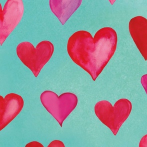Romantic Watercolor Hearts