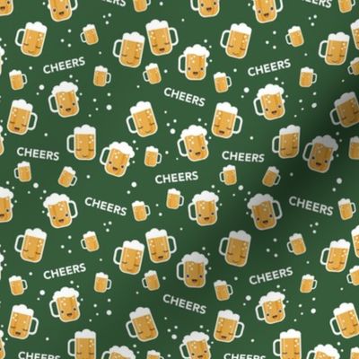 Cheers for beers party drinks St Patrick's Day traditional Irish beer holiday illustration kawaii design forest green stout