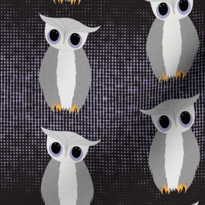 Big Eyes little owls dark purple