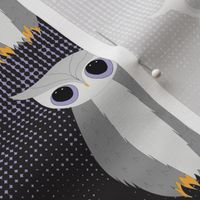 Big Eyes little owls dark purple