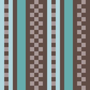 Jazzy Checked Stripes in  Aqua - Taupe and Brown  Cocoa Dreams by the Sea