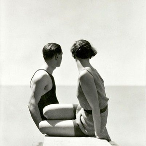 31-22  Couple on Diving Board, Gazing out to Sea