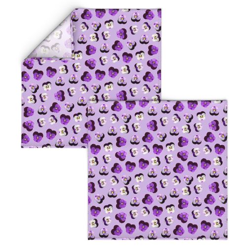 pressed flowers fabric - pansy fabric, viola fabric, purple floral fabric, pansies, violets, florals - lavender