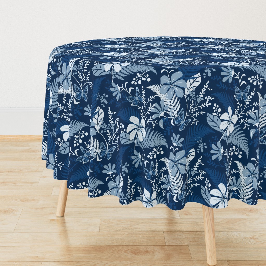 Eden - Botanical Floral Classic Blue Large Scale