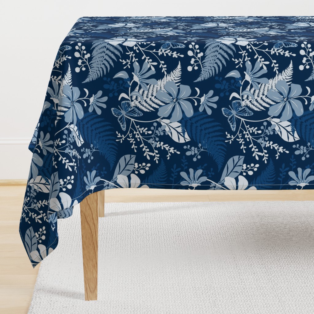 Eden - Botanical Floral Classic Blue Large Scale