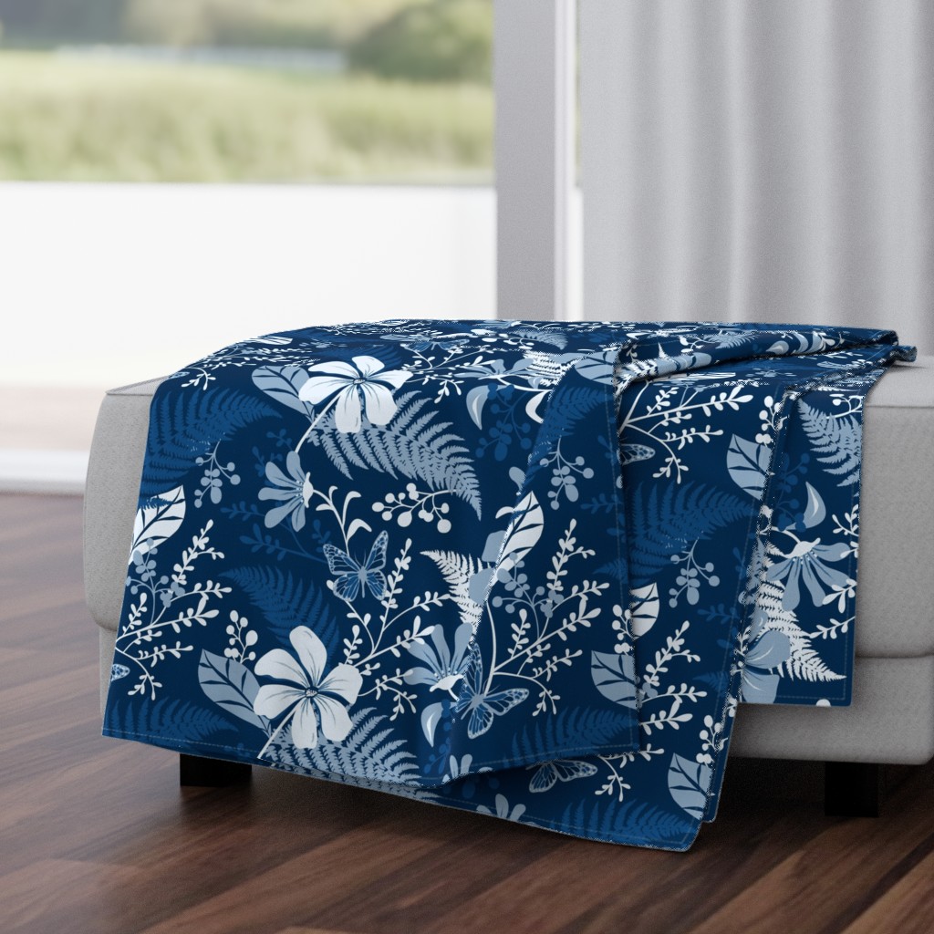 Eden - Botanical Floral Classic Blue Large Scale