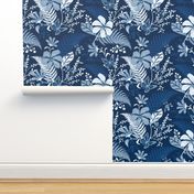 Eden - Botanical Floral Classic Blue Large Scale