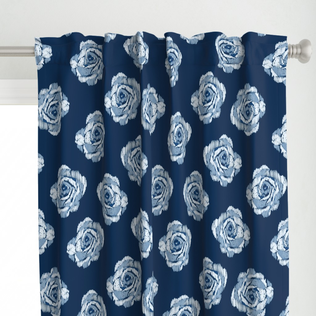 Simple ikat blue roses