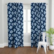 Simple ikat blue roses