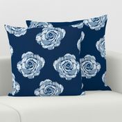 Simple ikat blue roses