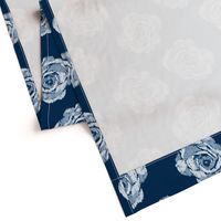 Simple ikat blue roses