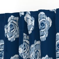 Simple ikat blue roses