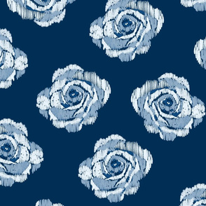 Simple ikat blue roses