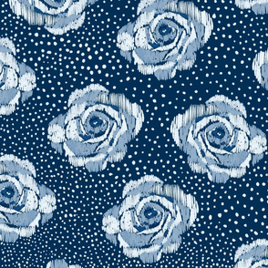 Classic Blue spots and roses