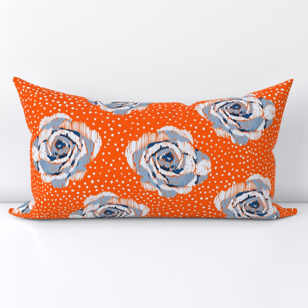 Classic Blue flowers with orange pop spo