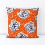 Classic Blue flowers with orange pop spo