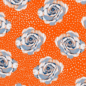 Classic Blue flowers with orange pop spo